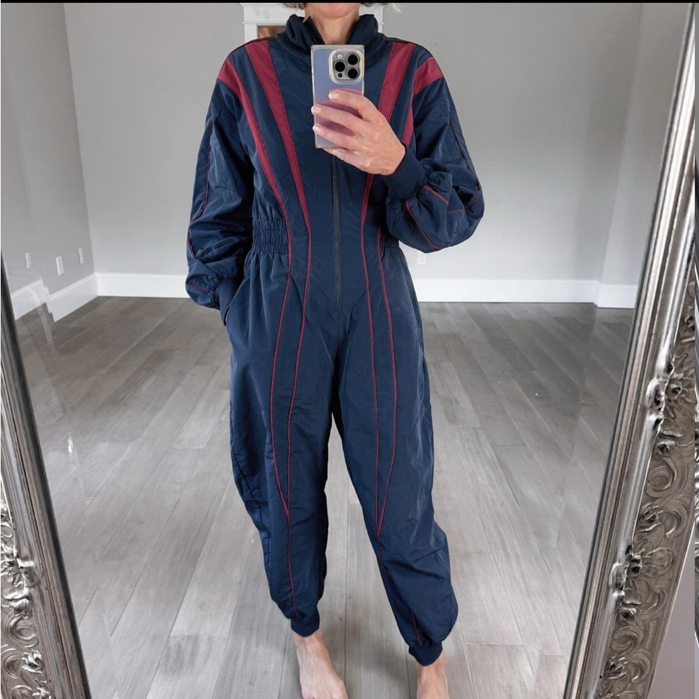 NWT Jumpsuit – Size Small | Blue/Red Contrast | Athleisure Utility Style